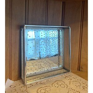 Vintage Cynthia Rowley New York Vanity Beveled Mirrored Polka Dots Square Tray